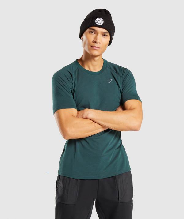 Panske Tricka Gymshark Venture Tmavo Zelene | MT5821076